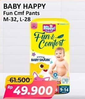 Promo Harga Baby Happy Baby Diapers Pants Fun & Comfort M32, L28 28 pcs - Alfamart