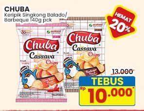 Promo Harga Chuba Cassava Chips BBQ, Sambal Balado 140 gr - Indomaret