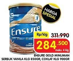 Promo Harga Ensure Gold Wheat Gandum Vanilla, Coklat 850 gr - Superindo