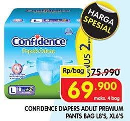 Promo Harga Confidence Adult Diapers Pants L8+2, XL6 6 pcs - Superindo