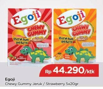 Promo Harga EGOJI Chewy Gummy Jeruk, Strawberry per 5 pcs 20 gr - TIP TOP