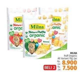 Promo Harga MILNA Nature Puffs Organic All Variants per 2 pouch 15 gr - LotteMart