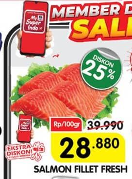 Promo Harga Salmon Fillet per 100 gr - Superindo