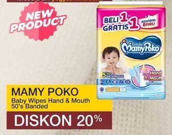 Promo Harga MAMY POKO Baby Wipes Hand & Mouth 50 sheet - Yogya