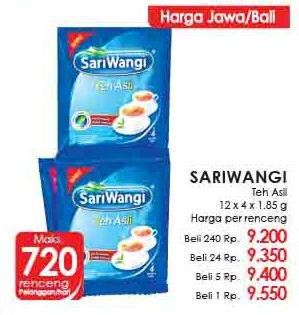 Promo Harga Sariwangi Teh Asli per 12 pcs 4 pcs - LotteMart