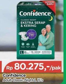 Promo Harga Confidence Adult Diapers Classic Night L15 15 pcs - TIP TOP