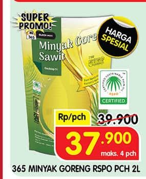 Promo Harga 365 Minyak Goreng Sawit RSPO 2000 ml - Superindo