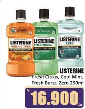 Promo Harga Listerine Mouthwash Antiseptic Fresh Citrus, Cool Mint, Fresh Burst, Zero, Fresh Citrus 250 ml - Hari Hari