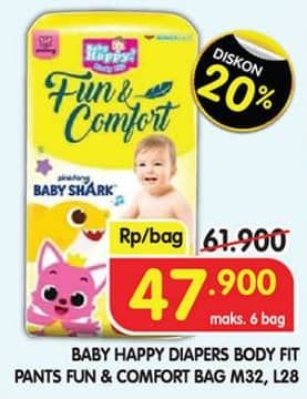 Promo Harga Baby Happy Baby Diapers Pants Fun & Comfort M32, L28 28 pcs - Superindo