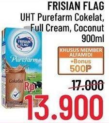 Promo Harga FRISIAN FLAG Susu UHT Purefarm Cokelat, Full Cream, Coconut 900 ml - Alfamidi