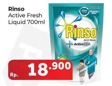 Promo Harga RINSO Liquid Detergent Active Fresh 700 ml - Carrefour