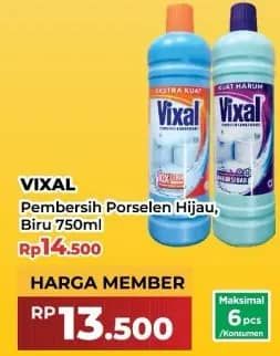 Promo Harga Vixal Pembersih Porselen Blue Extra Kuat, Green Kuat Harum 750 ml - Yogya