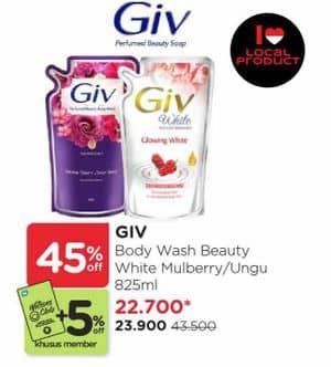 Promo Harga GIV Body Wash Mulberry Collagen, Passion Flowers Sweet Berry 825 ml - Watsons