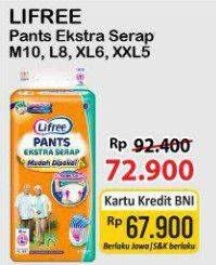 Promo Harga Lifree Popok Celana Ekstra Serap M10, L8, XL6, XXL5 5 pcs - Alfamart