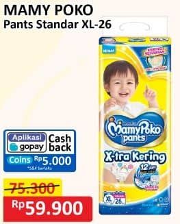 Promo Harga Mamy Poko Pants Xtra Kering XL26 26 pcs - Alfamart