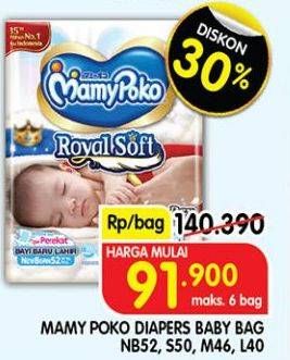 Promo Harga Mamy Poko Perekat Royal Soft S50, NB52, M46, L40 40 pcs - Superindo