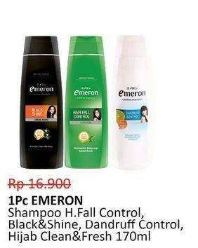 Promo Harga EMERON Shampoo Hair Fall Control, Nutritive Black Shine, Dandruff, Hijab Clean Fresh 170 ml - Alfamidi