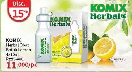 Promo Harga Komix Herbal Obat Batuk Lemon per 4 sachet 15 ml - Guardian