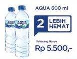 Promo Harga AQUA Air Mineral per 2 botol 600 ml - Indomaret