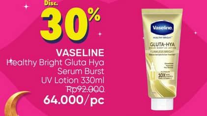 Promo Harga Vaseline Healthy Bright Gluta-Hya Lotion Flawless Bright 330 ml - Guardian