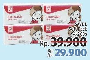 Promo Harga SAVE L Tisu Wajah Soft Pack per 4 pouch 200 pcs - LotteMart