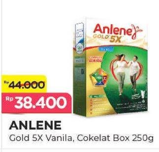 Promo Harga ANLENE Gold Plus 5x Hi-Calcium Vanila, Coklat 250 gr - Alfamart