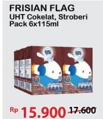 Promo Harga FRISIAN FLAG Susu UHT Milky Zuzhu Zazha Chocolate, Strawberry per 6 tpk 115 ml - Alfamart