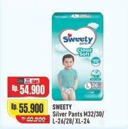 Promo Harga Sweety Silver Pants M32, M30, L26, L28, XL24 24 pcs - Alfamart