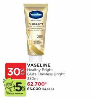 Promo Harga Vaseline Healthy Bright Gluta-Hya Lotion Flawless Bright 330 ml - Watsons