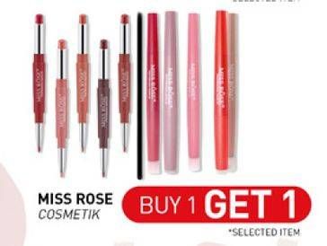 Promo Harga MISS ROSE 2 in 1 Lip Gloss + Lipliner  - Carrefour