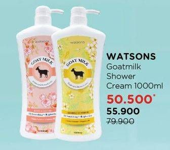 Promo Harga WATSONS Goat's Milk Lightening Shower Cream 1 ltr - Watsons