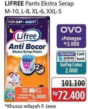 Promo Harga Lifree Popok Celana Ekstra Serap M10, L8, XL6, XXL5 5 pcs - Alfamidi