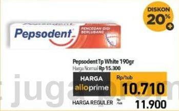 Promo Harga Pepsodent Pasta Gigi Pencegah Gigi Berlubang White 190 gr - Carrefour