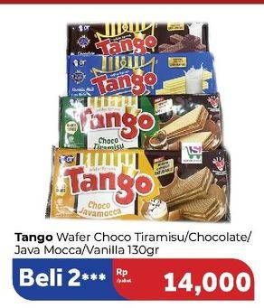 Promo Harga Tango Long Wafer Choco Tiramisu, Chocolate, Choco Javamocca, Vanilla Milk 130 gr - Carrefour