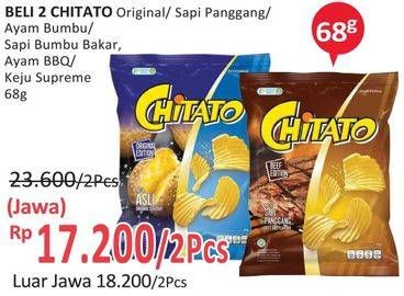 Promo Harga CHITATO Snack Potato Chips Potato Spicy Griller Beef, Real Potato, Ayam Bumbu Spicy Chicken, Sapi Panggang Beef Barbeque, Keju 68 gr - Alfamidi