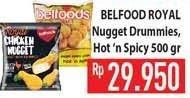 Promo Harga Belfoods Royal Nugget Drummies, Hot n Spicy  - Hypermart
