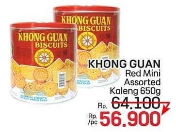 Promo Harga Khong Guan Assorted Biscuit Red Mini 650 gr - LotteMart