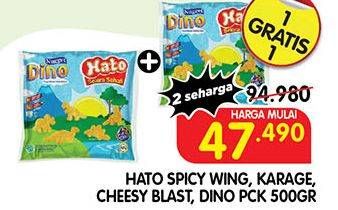 Promo Harga HATO Spicy Wing, Karage, Cheesy Blast, Dino 500 g  - Superindo