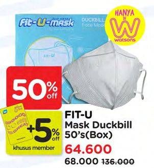 Promo Harga Fit-u-mask Masker Duckbill 3D 50 pcs - Watsons