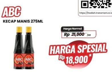 Promo Harga ABC Kecap Manis 275 ml - Carrefour