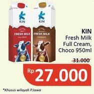 Promo Harga KIN Fresh Milk Full Cream, Chocolate 950 ml - Alfamidi