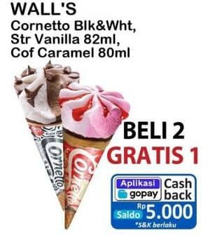 Promo Harga Walls Cornetto Black White, Strawberry Vanilla, Coffee Caramel 80 ml - Alfamart
