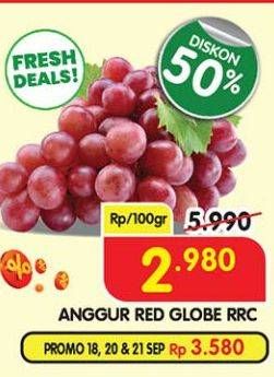 Promo Harga Anggur Red Globe RRC per 100 gr - Superindo