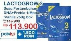 Promo Harga Lactogrow 3 Susu Pertumbuhan Madu, Vanila, Plain 750 gr - Indomaret