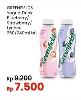 Promo Harga Greenfields Yogurt Drink Blueberry, Strawberry, Lychee 250 ml - Indomaret
