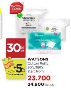 Promo Harga Watsons Pure Cotton Puff/Side Sealed Cotton Puffs  - Watsons