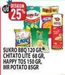 Promo Harga DUA KELINCI Kacang Sukro/CHITATO LITE Snack Kentang/HAPPY TOS Tortilla Chips/MISTER POTATO Snack Crisps  - Hypermart