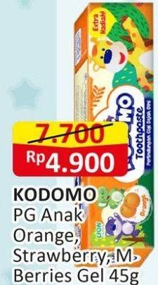 Promo Harga Kodomo Pasta Gigi Mixed Berries, Orange, Strawberry 45 gr - Alfamart