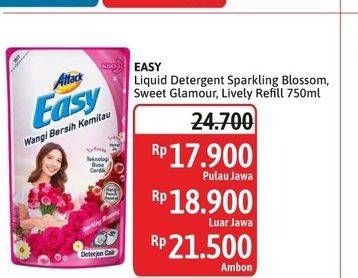 Promo Harga Attack Easy Detergent Liquid Sparkling Blooming, Sweet Glamour, Lively Energetic 750 ml - Alfamidi