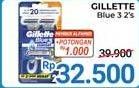 Promo Harga Gillette Blue 3 2 pcs - Alfamidi